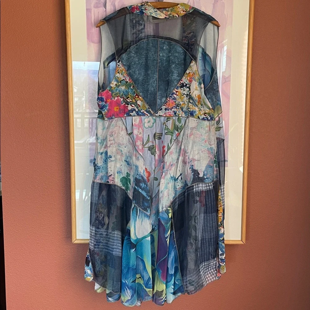 Soft Surroundings Floral Patchwork Print Sleeveless Flowy Lightweight Duster, OS - Picture 5 of 7